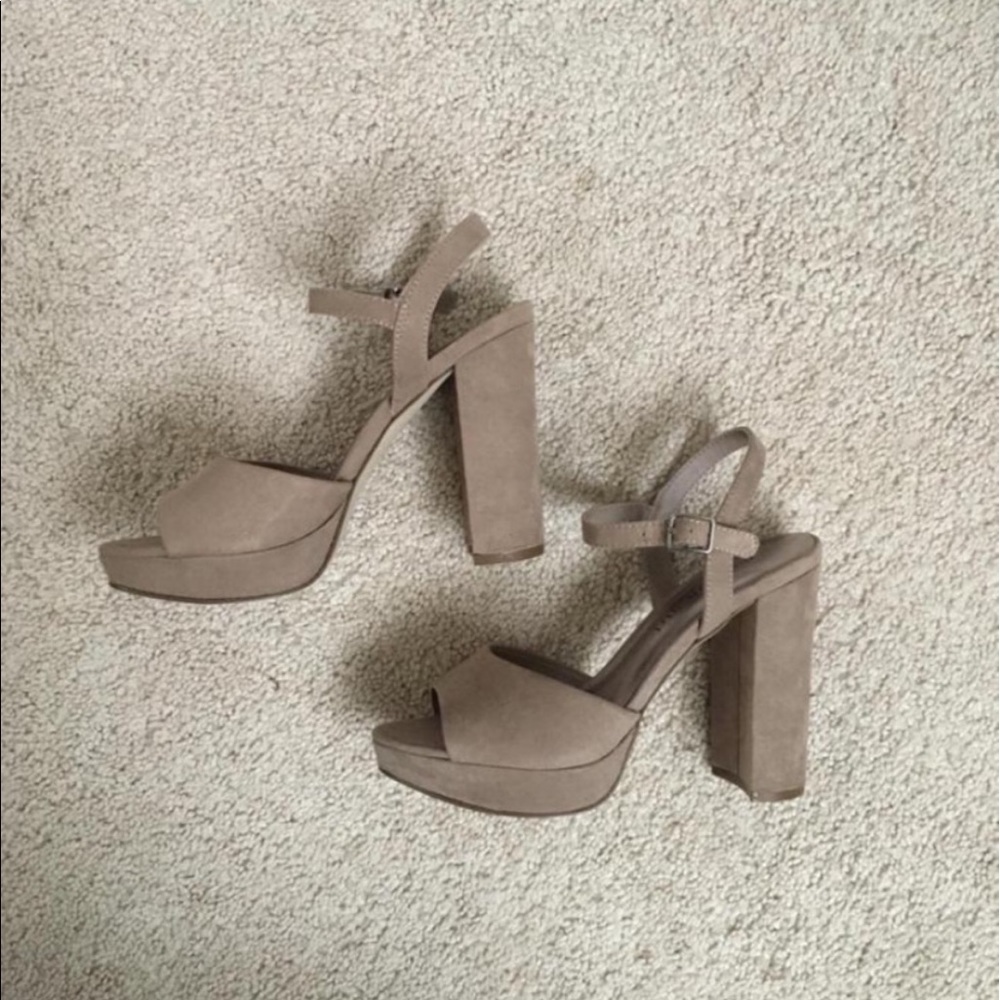 Madden Girl taupe block heels